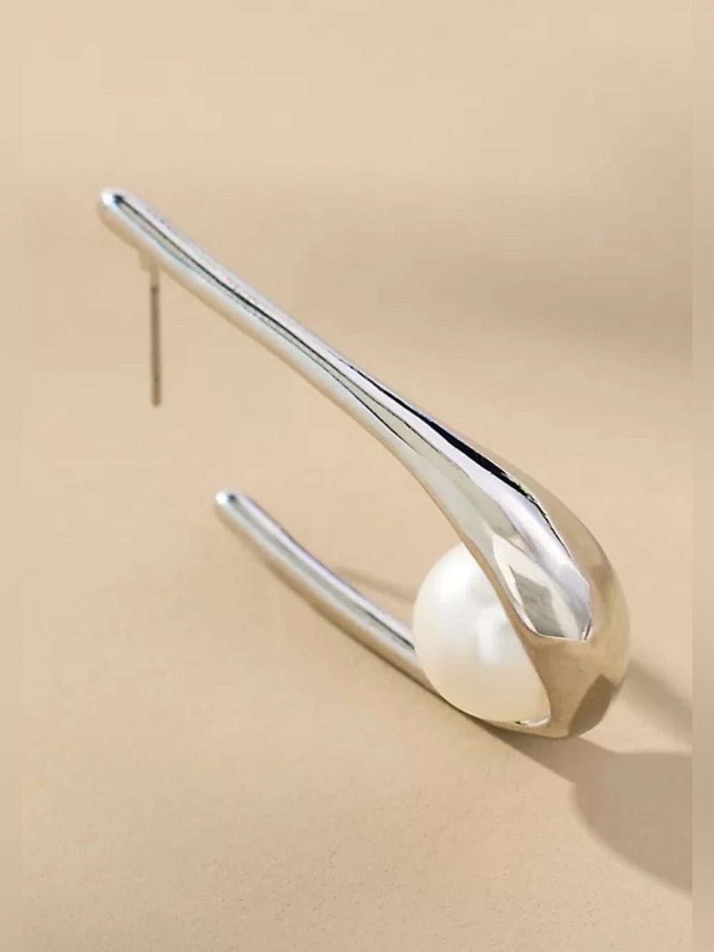 New Anthropologie Pearl Vintage Hoop Earrings - Picture 8 of 16